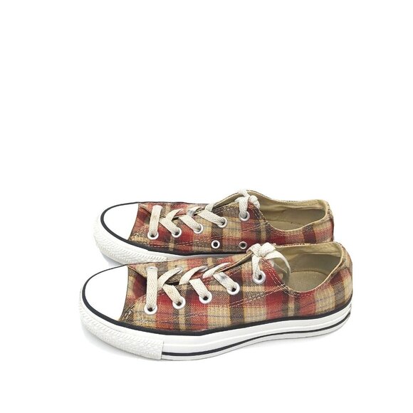 Converse All Star Chuck Taylor Low Top Red - Beige Plaid M3.5 - W5.5 - 22.5cms - Picture 4 of 16
